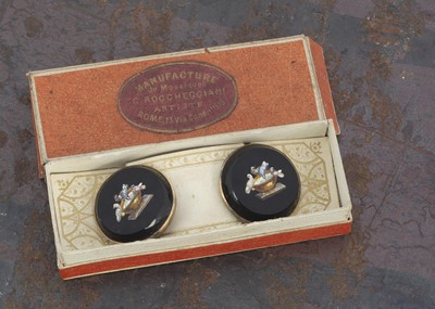 Lot 178 - A pair of 19th Century micro mosaic buttons or studs