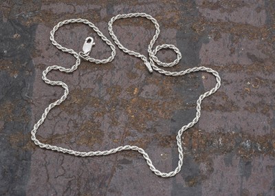 Lot 237 - A white 14k/595 gold rope twist chain