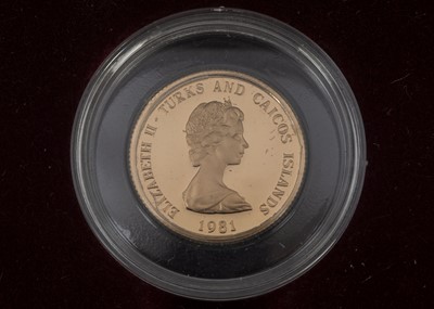 Lot 330 - A 1981 Turks and Caicos Gold Proof 100 Crowns