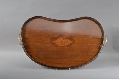 Lot 200 - A late 19th/early 20th century mahogany kidney shaped butlers tray