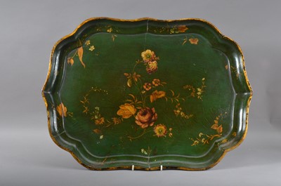 Lot 201 - A large painted papier mache tray