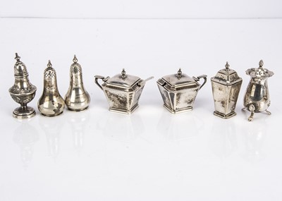 Lot 470 - Seven George V period silver cruet items