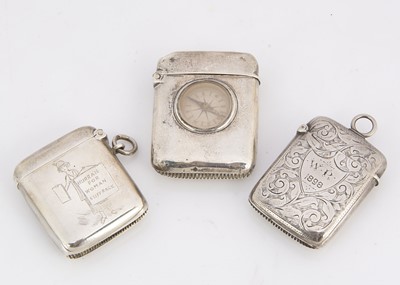 Lot 475 - Three Victorian and later silver vesta cases