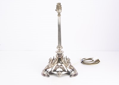 Lot 481 - A Victorian silver plated table lamp base by Elkington & Co