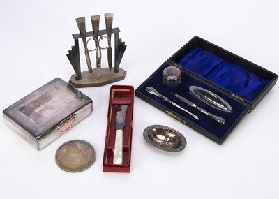 Lot 507 - An Art Deco period silver filled manicure set and stand and other items