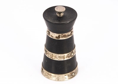 Lot 512 - An Art Deco ebony pepper grinder with silver mounts by Hukin & Heath