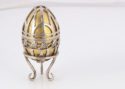 Lot 526 - A 1970s limited edition silver Easter egg on stand from JSH