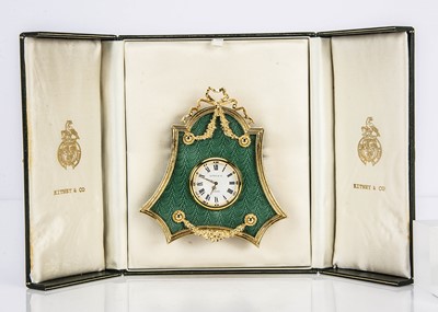 Lot 533 - A modern gilt and enamelled pretty quartz clock from Kitney & Co