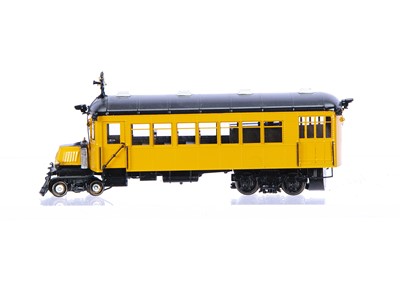 Lot 879 - Iron Horse Models by Precision Scale Co H0n3 Gauge ACX Mack Bus 4-Wheel Drive Factory Painted Yellow & Black