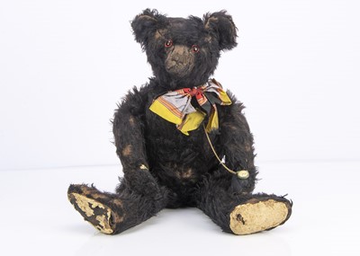 Lot 131 - A rare Farnell black mohair teddy bear 1920s