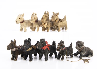 Lot 237 - Eight German plush covered composition squeak toy Scottie dogs