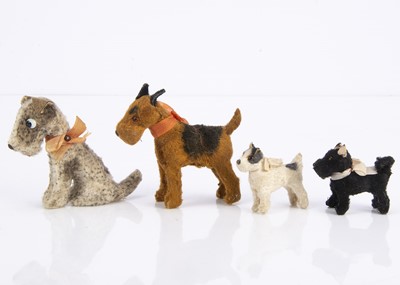 Lot 239 - Four German plush covered composition dogs