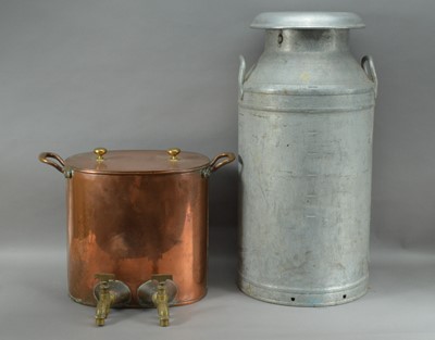 Lot 216 - A 19th century copper and brass twin handled hot water urn