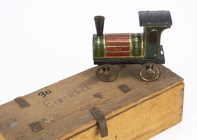 Lot 377 - A small late 19th century Issmayer lithographed tinplate floor locomotive