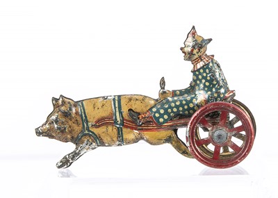 Lot 379 - A rare Meier Penny Toy pig pulling clown cart