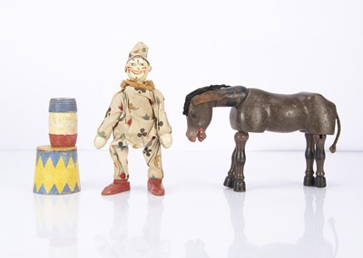 Lot 392 - A Schoenhut Humpty Dumpty Circus clown and mule