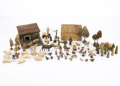 Lot 461 - Composition and wood farm toys