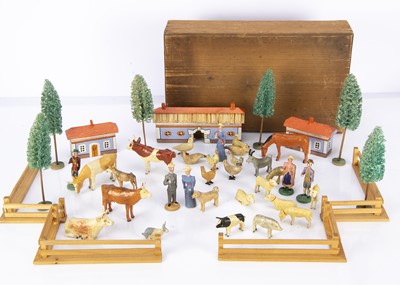 Lot 462 - A rare 19th century Erzgebirge painted wooden farm