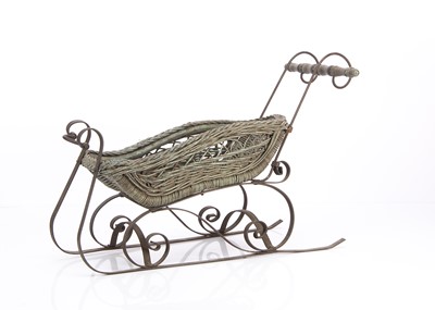 Lot 465 - A doll’s wicker push-along sleigh