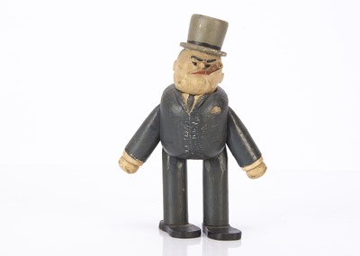 Lot 476 - An unusual carved and painted wooden Winston Churchill doll 1940s