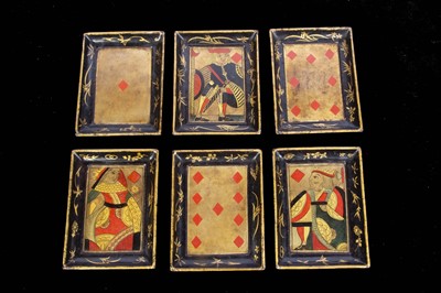 Lot 546 - Six early 19th century lacquered playing card trays
