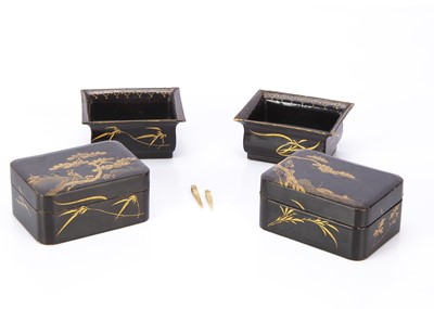 Lot 547 - A pair of early 19th century lacquered playing card boxes