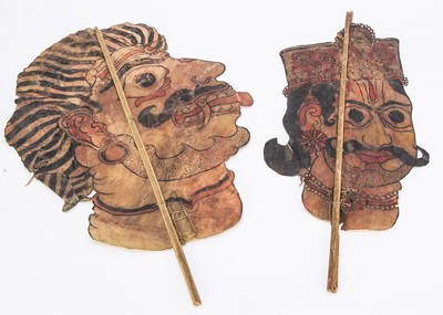 Lot 598 - Two 1920s Rajasthan shadow puppet heads