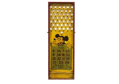 Lot 610 - An English 1950s Fairground wooden roll-up board featuring Mickey Mouse