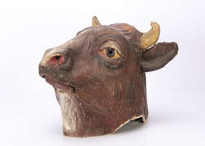 Lot 630 - A 1950 papier-mache bull carnival head