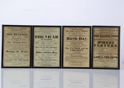 Lot 637 - Four early 19th century Theatre Royal Worcester playbills