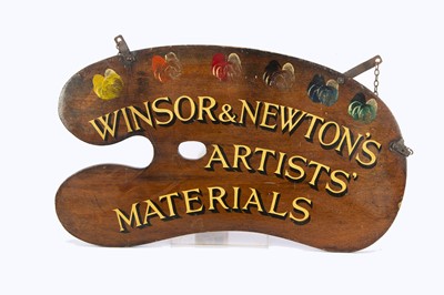 Lot 639 - A Winsor and Newton’s Artists Materials wooden double sided shop sign