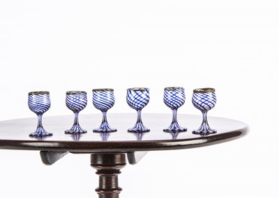 Lot 656 - Six dolls’ house latticino glass wine glasses