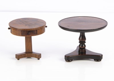 Lot 679 - Two miniature circular tripod tables