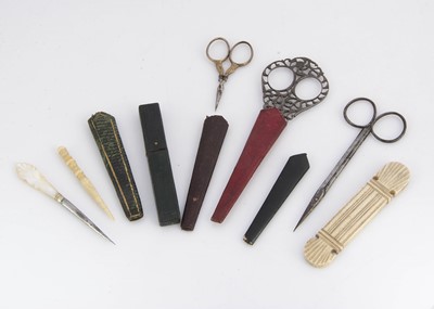 Lot 709 - A 19th century ornate cut steel sewing scissors