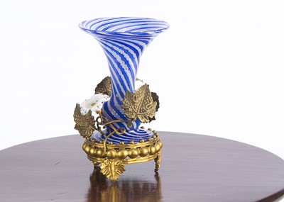 Lot 723 - A rare 19th century French miniature latticino glass vase