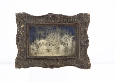 Lot 737 - A 19th century Continental miniature shadow box with bone hunting scene