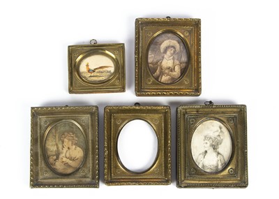 Lot 742 - Five small pressed brass picture frames