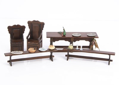 Lot 773 - John Nesling artist miniature dolls’ house Tudor furniture