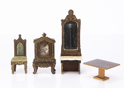 Lot 836 - Four pieces of Waltershausen type dolls’ house furniture