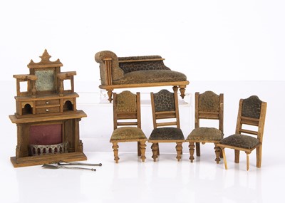 Lot 845 - Early 20th century German dolls’ house oak furniture