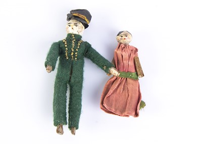 Lot 854 - Two wooden dolls’ house dolls circa 1900