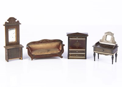 Lot 858 - Four Waltershausen type dolls’ house furniture