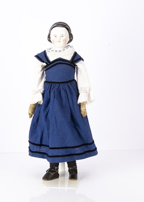 Lot 962 - An unusual 19th century German china shoulder head doll