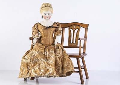 Lot 969 - An Alt Beck & Gottschalck bisque shoulder head lady doll with elaborate hair