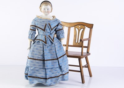 Lot 993 - A rare 19th century German bisque shoulder-head doll