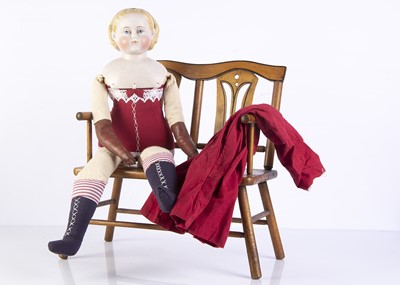 Lot 1016 - A 19th century German bisque shoulder-head doll