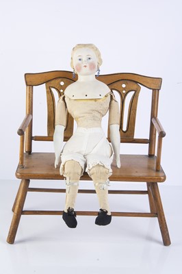 Lot 1019 - A 19th century German bisque shoulder-head doll