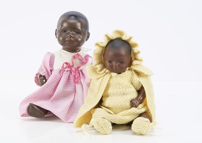Lot 1052 - Two German bisque headed black babies