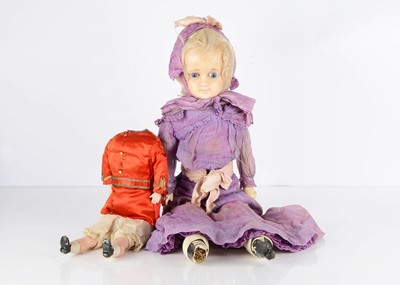 Lot 1098 - A German wax over composition shoulder head girl doll