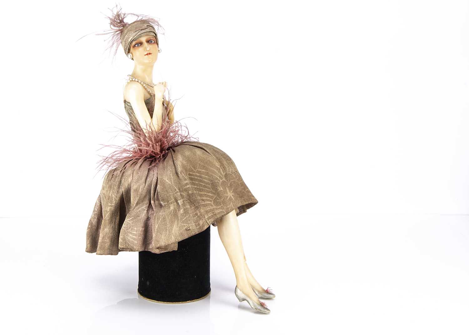 Lot 1107 - A rare 1920s German solid wax Flapper doll